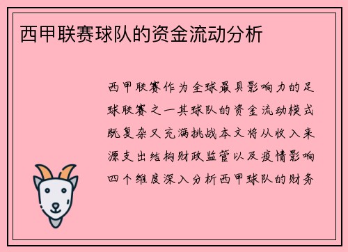 西甲联赛球队的资金流动分析